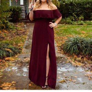 Off the shoulder deep purple formal dress